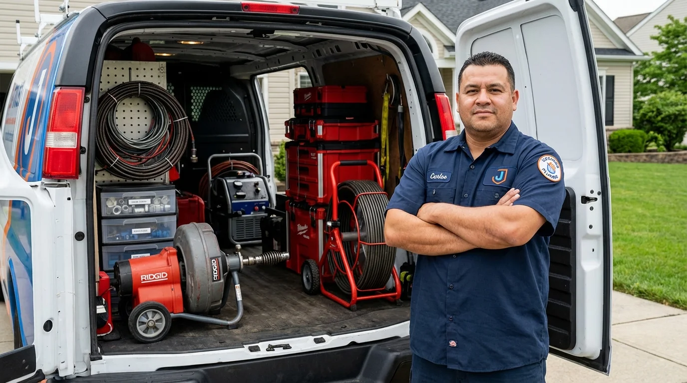 Professional drain cleaning equipment and Johns Plumbing LLC plumber in Torrington