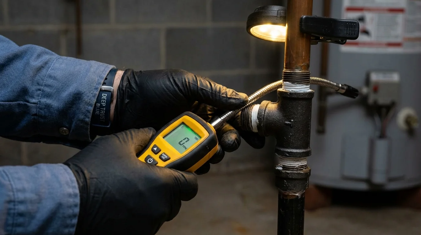 Gas leak detection with electronic sniffer by Johns Plumbing LLC in Torrington