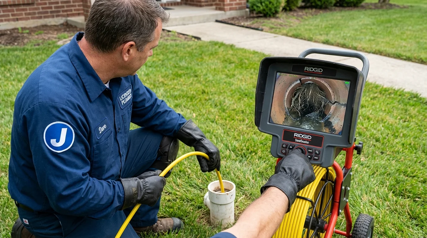 Sewer camera inspection being performed by Johns Plumbing LLC in Torrington